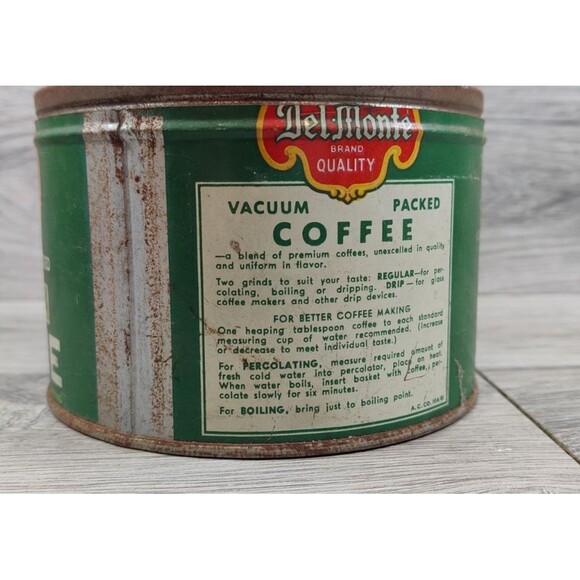 Vintage Del Monte 1 LB Coffee Can Has Patina - Picture 4 of 10
